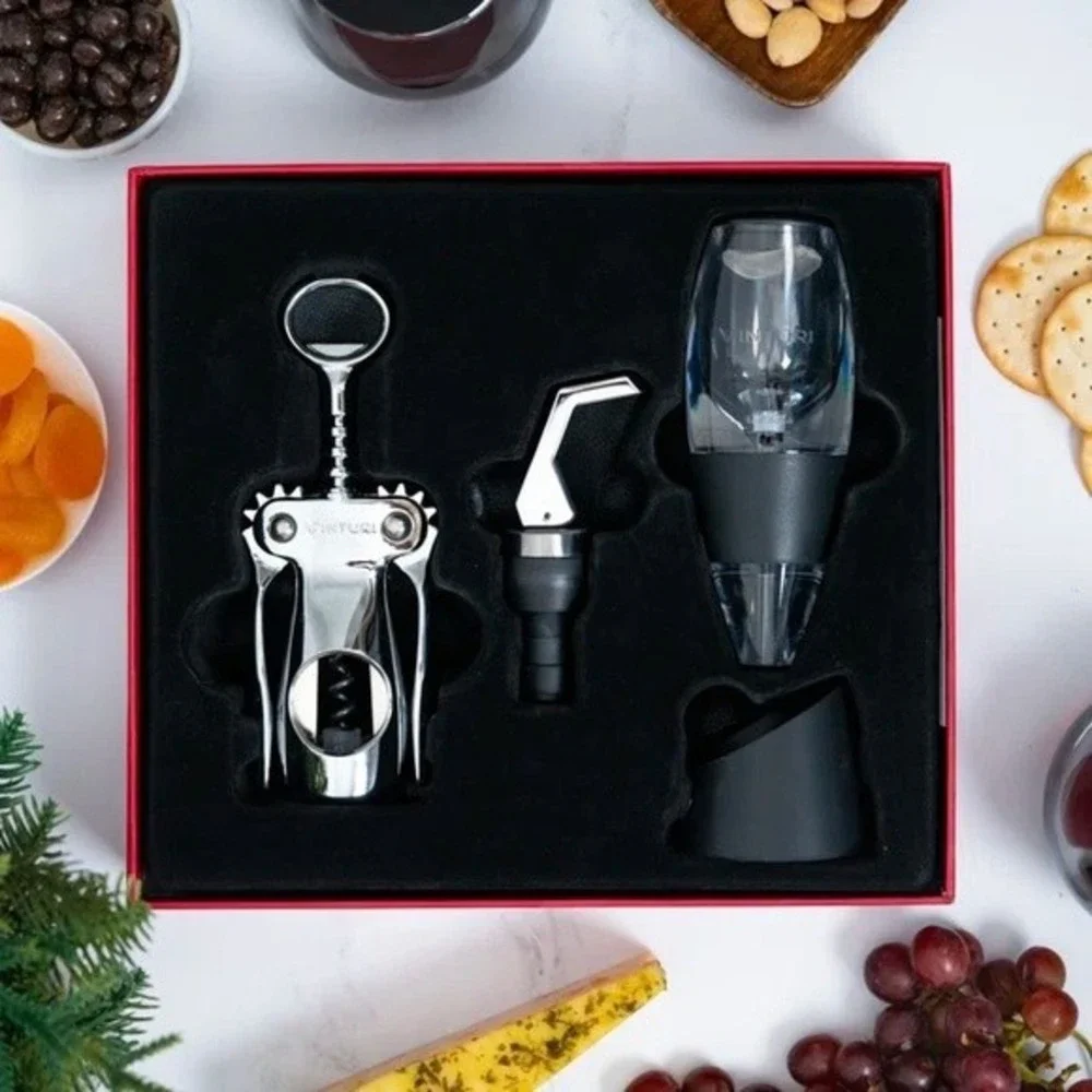 Vinturi Wine Tool Set Bundle Wine Aerator, Winged Wine Opener and Wine Stopper.